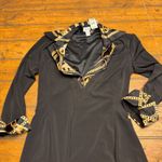 Cache  Black Chain Print Collar Long Sleeve Midi Dress XS vintage VTG Photo 1