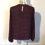 Timing Rust Brown Navy Blue Ditsy Floral Print Blouse Photo 3