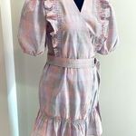 Storia NWT Cottage style gingham wrap dress tie back and ruffle details size L Photo 2