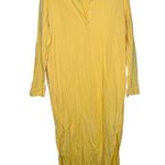 DONNI Yellow 100% Cotton Long Sleeve Front Button Tunic Maxi Shirt Dress Size L Size L Photo 3