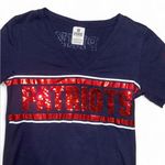 PINK - Victoria's Secret VS PINK 2015 navy blue and red Patriots V-neck t-shirt with sequins Photo 1