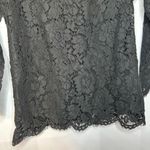 Ecru Black Lace Scallop Hem Lined Blouse Women's Medium / 8 Photo 2
