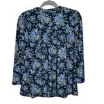 Boutique Napa Valley Women’s West Coast Blue Floral Blouse Button Front Pleated Top Sz M Photo 7