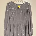 Discovery NWT Sz 10 Sheer Balloon Sleeves Gray Polka Dot Dress Knee Length Photo 1