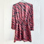 ZARA  burgundy black zebra mini satin dress small long sleeve women S Photo 3