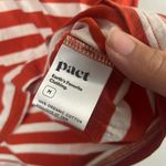 Pact  organic cotton stripped vneck orange and white tshirt size medium Photo 2