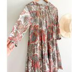 Cara Cara | Gibson Bird Paisley Ivory Multi Mini Dress | Sz XS/S Red Photo 11