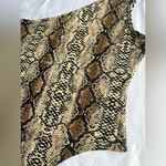 Snakeprint One Shoulder Tank Bodysuit Large Tan Photo 3