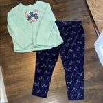 Disney Aqua and Navy Stitch Faux Fur Fleece Pajama Set Photo 0