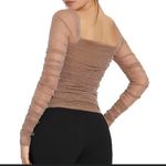SheIn Sheer Glitter Long Sleeve Top Holiday Coquette - Brown Glitter Photo 1
