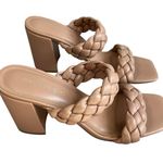 Steve Madden Braided Block Heels Womens 10 Beige Faux Leather Square Toe Neutral Photo 0