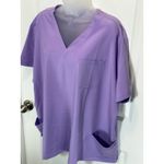 Womens 4XL Lavender V Neck Scrub Top Short Sleeve Pocket Polyester Spandex Purple Size undefined Photo 2