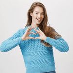& Other Stories &Other Stories Women’s S Bauble Knit Pullover Sweater Blue Chunky Cable Knitting Photo 0