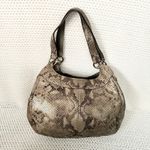 Coach  Maggie Python Madison Embossed Leather Beige Grey Snake Shoulder Bag Hobo Photo 4