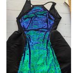 Endless Rose Anthropologie Party Dress with Blue-Green Sequins and Black Mesh Photo 1