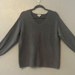 Ella Moss charcoal gray v-neck ribbed pullover sweater size large Photo 1