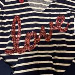 Chance or Fate Blue, White, and Pink  Striped Long Sleeve Sweatshirt Juniors Photo 2