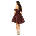 Mac Duggal NWT Brocade Off The Shoulder Bow Detail Short Dress in Ruby Size 8 Photo 1