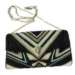 Mary Frances Beaded Handbag Purse Black Chain Strap Arrowhead Gem Embellish EUC Photo 0