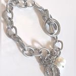 NEW Marlyn Schiff CHARM BRACELET Silver Honey Bee Pearl Facetet Crystal Beads 7” Photo 3