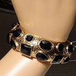 Amrita Singh Shelter Island gold hammered brass and black beveled stones bangle bracelet. NWT Photo 1