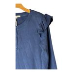 Z Supply  Dress Women Medium Blue Tie Dye Long Sleeve Ruffle Henley Maxi NWT‎ Photo 4