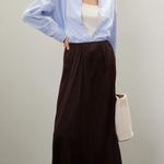 DONNI Blue White 100% Cotton Striped Oversized Collared Button Front Shirt XS Photo 2