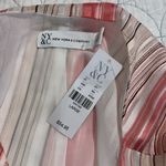 NY&C size large 3/4 pleated flutter sleeve top scoop neck banded hem tie detail Pink Photo 10