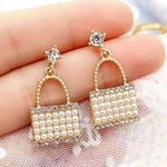 925 Silver Post Pearl Handbag Dangle Drop Earrings for Women Gold Photo 0