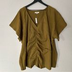 Madewell ‎ Tops Womens Knit Lightspun Ruched-Front Crop Spiced Olive Plus 4X NEW Photo 1