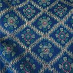 Oscar de la Renta 1960's 1970s Sapphire-Blue Metallic Silk-Brocade Gown Size 6/8 Photo 12