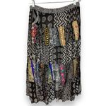 Broomstick Skirt Patchwork Midi Drawstring Elastic Waistband Hippie Boho Black Black Size undefined Photo 1