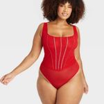 Auden  Red Women's Rhinestone Lingerie Bodysuit Size Photo 3