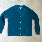 Coldwater Creek EGC‎ deep blue/green  woven button up cardigan sweater size SP Photo 0