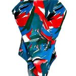 Tropical Swimsuit Size Large Womens One Piece Tie Straps Red Blue Green NWOT 558 Photo 8