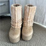 These Three Boutique Nude/tan/cream color platform Fur boot Photo 1