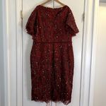 Mac Duggal  68013 Sequin Embroidered Butterfly Sleeve Midi Dress size 20 C5 Photo 4