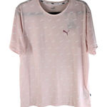 Puma Womens T Shirt Top All Over Logo Short Sleeve Light Pink Size M Photo 0