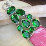 Rainbow Calsillica & Peridot Sterling Silver Toggle Bracelet Photo 1
