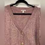Derek Heart NWT Size M Oversized Cropped V Neck Pointelle Cardigan Lilac Purple Photo 4