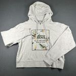 Vans  Off The Wall Womens Large Gray Floral Cropped Graphic Hoodie Sweatshirt Photo 0