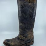 Frye  Veronica  Leather Boots Color Brown Fashion Cracked Shiny Finish SZ 6 Photo 5