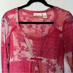 DKNY  top women’s size medium sheer pink floral long sleeve blouse VTG Y2K Photo 1