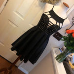 Reverse Brand Caged Style Studded Midi Dress in black size Medium Photo 2