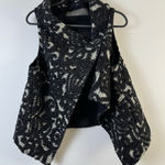 ZARA  Black White Charcoal Textured Open Front Vest Small Made in Spain Woolly Photo 0