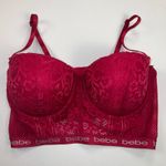 Bebe  Wide Lace Mesh Band Padded Push Up Bra Berry Red Size 38C Photo 0