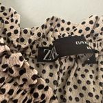ZARA Draped Polka Dot Mini Short Dress Puff Sleeve Neutral Black Size XS Photo 2
