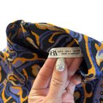 ZARA Macedonia Print Asymmetrical Hem Cropped Top Womens Large Purple & Yellow Photo 2