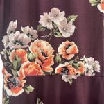 Fortune + Ivy Woman's  Burgundy Floral Faux Wrap Brushed Knit Dress, Large Photo 5