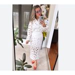 H&M Limited Edition Midi White Eyelet Embroidery Satin Skirt pencil cutout lace Photo 2